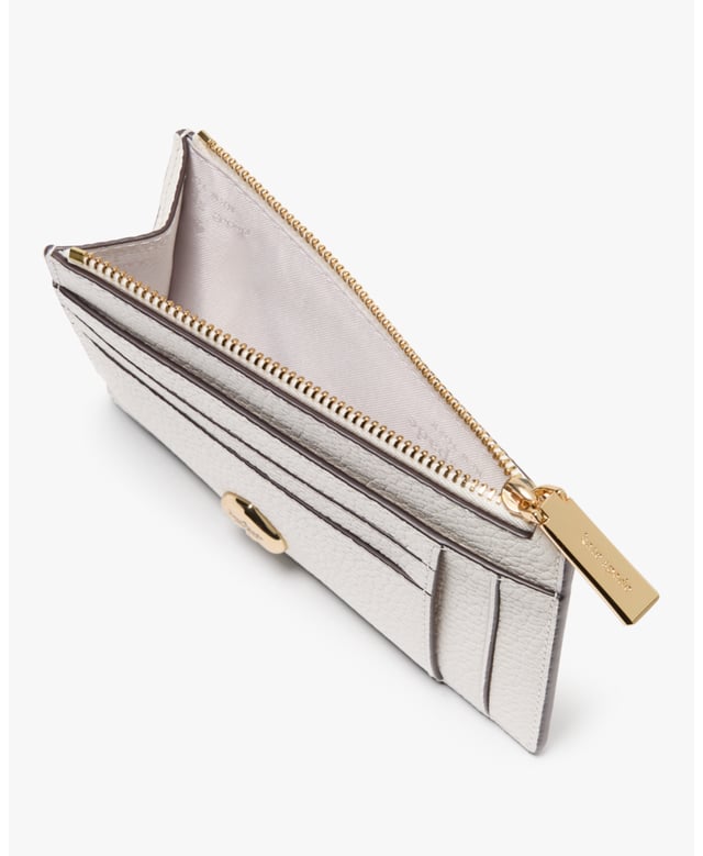 Here's A Place To Stash Concert Tickets, Photographs, Secret Love Notes...Oh, And Credit Cards Of Course., Kayla Pebbled Leather Large Slim Card Holder, 8 Cc Slots, 2 Slip Pockets, Zip Compartment,  Length: 13.00 Cm,  Height: 9.00 Cm