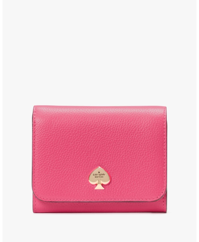 Don't Let The Size Deceive You: Our Small Wallets Have Room For All Your Credit Cards And Cash. Plus, You Can Fit It In Your Tiny Bag., Kayla Pebbled Leather Small L-Zip Wallet, Metal Spade Logo, Zip Compartment, 1 Bill Slot, 5 Cc Slots,  Length: 11.00 Cm,  Width: 11.30 Cm,  Height: 9.10 Cm