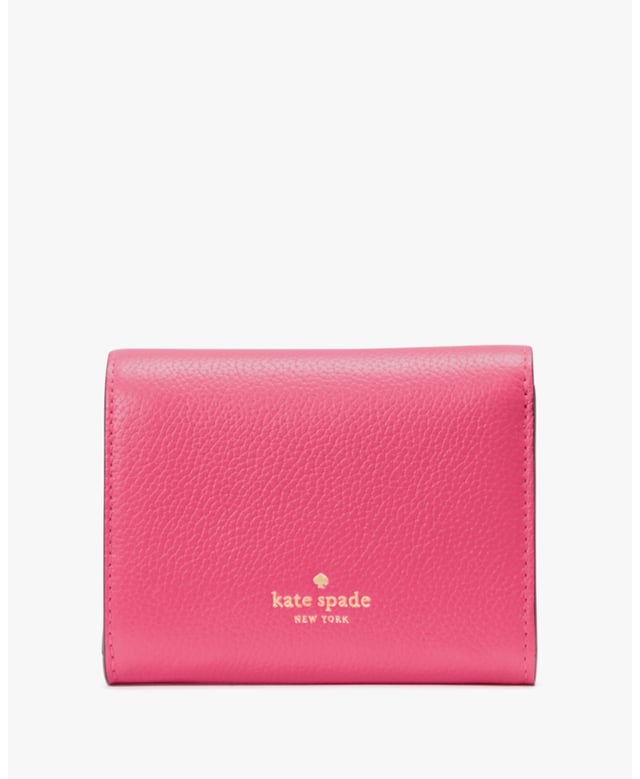 Don't Let The Size Deceive You: Our Small Wallets Have Room For All Your Credit Cards And Cash. Plus, You Can Fit It In Your Tiny Bag., Kayla Pebbled Leather Small L-Zip Wallet, Metal Spade Logo, Zip Compartment, 1 Bill Slot, 5 Cc Slots,  Length: 11.00 Cm,  Width: 11.30 Cm,  Height: 9.10 Cm