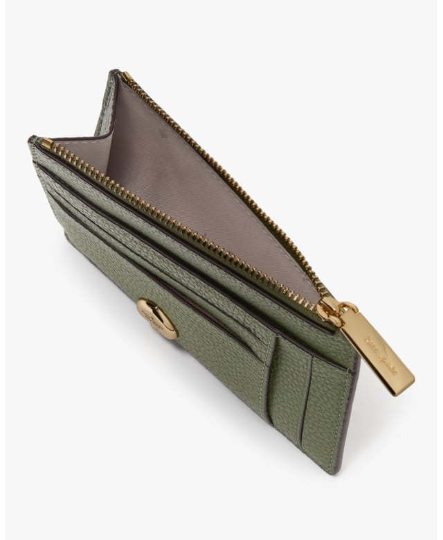 Here's A Place To Stash Concert Tickets, Photographs, Secret Love Notes...Oh, And Credit Cards Of Course., Kayla Pebbled Leather Large Slim Card Holder, 8 Cc Slots, 2 Slip Pockets, Zip Compartment,  Length: 13.00 Cm,  Height: 9.00 Cm