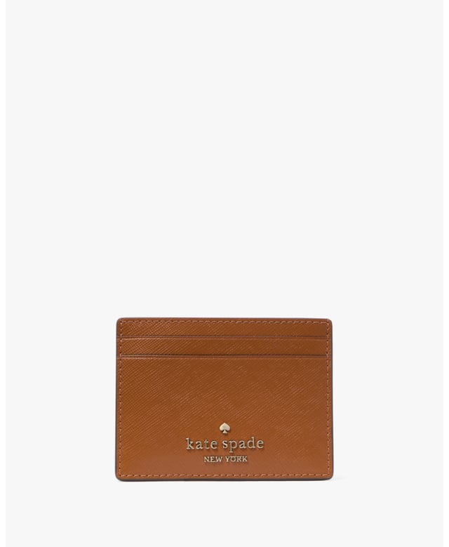 Here's A Place To Stash Concert Tickets, Photographs, Secret Love Notes...Oh, And Credit Cards Of Course., Madison Saffiano Leather Small Slim Card Holder, Metal Pinmount With Spade, 4 Cc Slots, Open Middle Compartment,  Length: 1.00 Cm,  Width: 7.50 Cm,  Height: 10.00 Cm