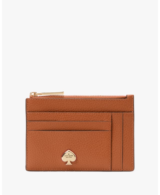 Here's A Place To Stash Concert Tickets, Photographs, Secret Love Notes...Oh, And Credit Cards Of Course., Kayla Pebbled Leather Large Slim Card Holder, 8 Cc Slots, 2 Slip Pockets, Zip Compartment,  Length: 13.00 Cm,  Height: 9.00 Cm