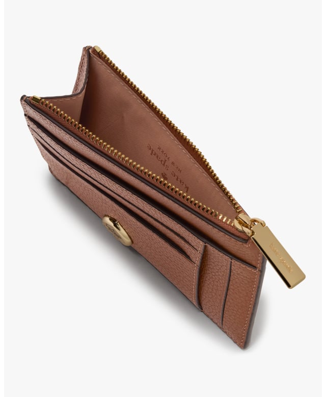 Here's A Place To Stash Concert Tickets, Photographs, Secret Love Notes...Oh, And Credit Cards Of Course., Kayla Pebbled Leather Large Slim Card Holder, 8 Cc Slots, 2 Slip Pockets, Zip Compartment,  Length: 13.00 Cm,  Height: 9.00 Cm