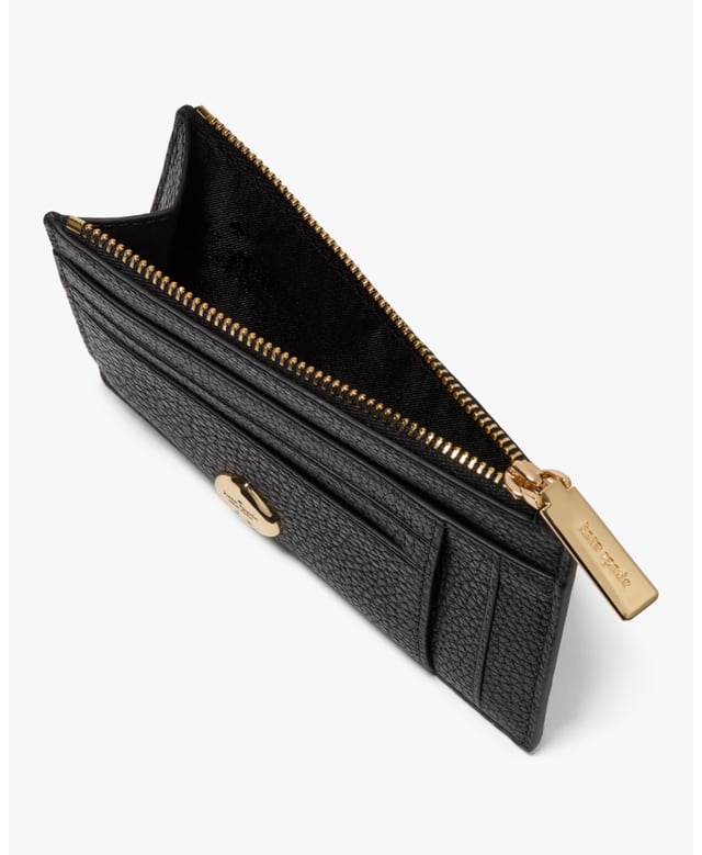 Here's A Place To Stash Concert Tickets, Photographs, Secret Love Notes...Oh, And Credit Cards Of Course., Kayla Pebbled Leather Large Slim Card Holder, 8 Cc Slots, 2 Slip Pockets, Zip Compartment,  Length: 13.00 Cm,  Height: 9.00 Cm
