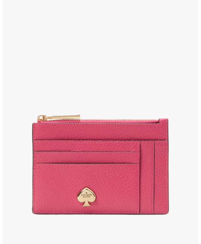 Here's A Place To Stash Concert Tickets, Photographs, Secret Love Notes...Oh, And Credit Cards Of Course., Kayla Pebbled Leather Large Slim Card Holder, 8 Cc Slots, 2 Slip Pockets, Zip Compartment,  Length: 13.00 Cm,  Height: 9.00 Cm