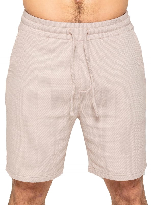 Enzo | 2 Pack Mens Textured Summer Shorts - BLK/CLAY Experience ultimate comfort and style with our textured shorts. The elasticated waistband allows for a perfect fit with an adjustable drawstring. Convenient side pockets add functionality. Made with premium fabric for a luxurious feel. Pack of 2. (13)