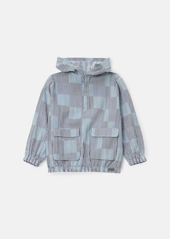 Earn your stripes! This hooded shirt features standout  -and-white stripes in a versatile. laid-back shape. Perfect for layering or wearing solo. it’s a cool and comfortable choice for any summer occasion.
