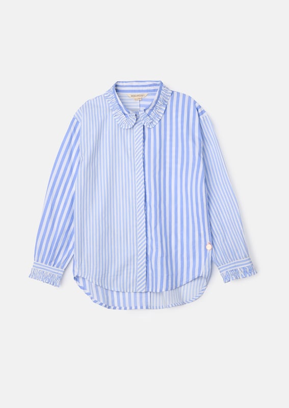 Classic. smart and casual - this cotton shirt can really do it all! Featuring mix and match stripes with a pretty frill collar detail. we've re-mixed the stripe shirt A&R style!.