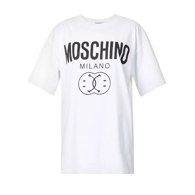 Elevate your casual wardrobe with the Moschino Double Smiley White T-Shirt, a playful yet stylish piece that effortlessly blends comfort and iconic design. Crafted from soft, breathable fabric, this t-shirt ensures all-day comfort while showcasing Moschino's signature bold double smiley graphic. Its crisp white color makes it a versatile staple, perfect for pairing with jeans or layering under jackets. Whether you're heading out for a relaxed day or making a statement with your streetwear, this t-shirt adds a fun, contemporary edge to your look. Embrace effortless style with a touch of Moschino's unique charm. Made in Portugal, 100% Cotton