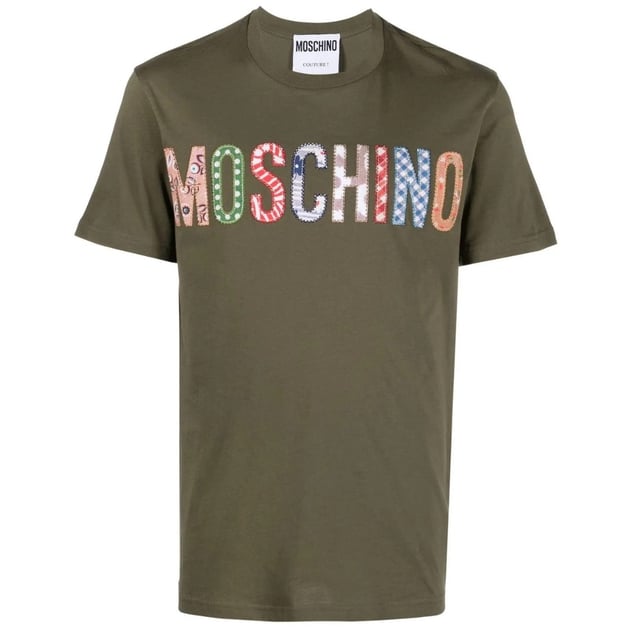 Moschino Bold Embroidered Multicolour Logo Green T-shirt Elevate your casual wardrobe with the Moschino Bold Embroidered Multi Logo Green T-Shirt. Crafted with attention to detail, this vibrant green tee features striking multi-logo embroidery that showcases Moschino's iconic style. Made from high-quality materials, it offers a comfortable fit perfect for everyday wear or making a statement at social gatherings. The bold design adds a fresh, contemporary edge to your outfit, ensuring you stand out effortlessly. Ideal for fashion enthusiasts who appreciate unique, standout pieces, this T-shirt combines comfort and luxury in one versatile garment. Make it a key part of your collection today. Made in Portugal, 100% Cotton