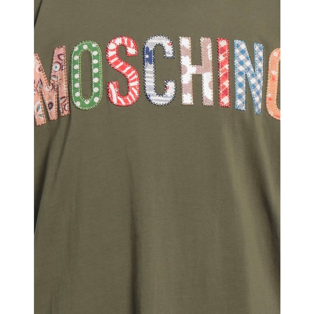 Moschino Bold Embroidered Multicolour Logo Green T-shirt Elevate your casual wardrobe with the Moschino Bold Embroidered Multi Logo Green T-Shirt. Crafted with attention to detail, this vibrant green tee features striking multi-logo embroidery that showcases Moschino's iconic style. Made from high-quality materials, it offers a comfortable fit perfect for everyday wear or making a statement at social gatherings. The bold design adds a fresh, contemporary edge to your outfit, ensuring you stand out effortlessly. Ideal for fashion enthusiasts who appreciate unique, standout pieces, this T-shirt combines comfort and luxury in one versatile garment. Make it a key part of your collection today. Made in Portugal, 100% Cotton