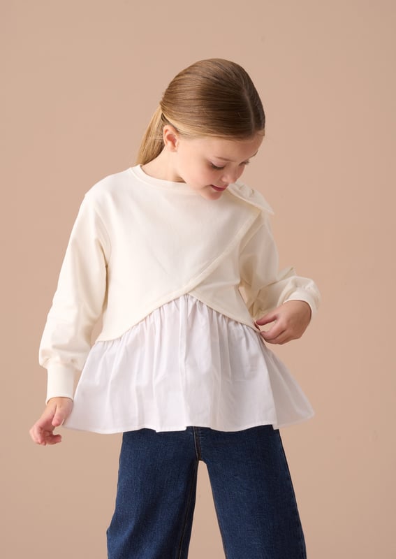 Lauren Grey Layered Wrap Jumper Let us do the styling for you with our mock shirt sweat. Supersoft sweat designed with crisp cotton. Perfectly layered and ready to add to your wardrobe!.