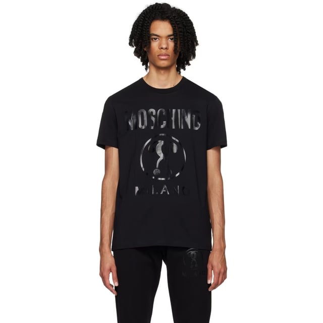 Écharpe en laine à imprimé logo Moschino Noir ref.624918 - Joli Closet