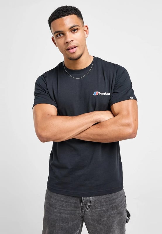 Berghaus Men's Mountain Coordinates T-Shirt in a Black colourway. - - . This tee is cut from soft, durable cotton for total comfort. - - .  It features and ribbed crew neckline and short sleeves for a classic cut and is finished up with a mountain graphic on the back and Berghaus branding on the chest. - - .  model is 6'1" with a 39" chest and wears size M.
