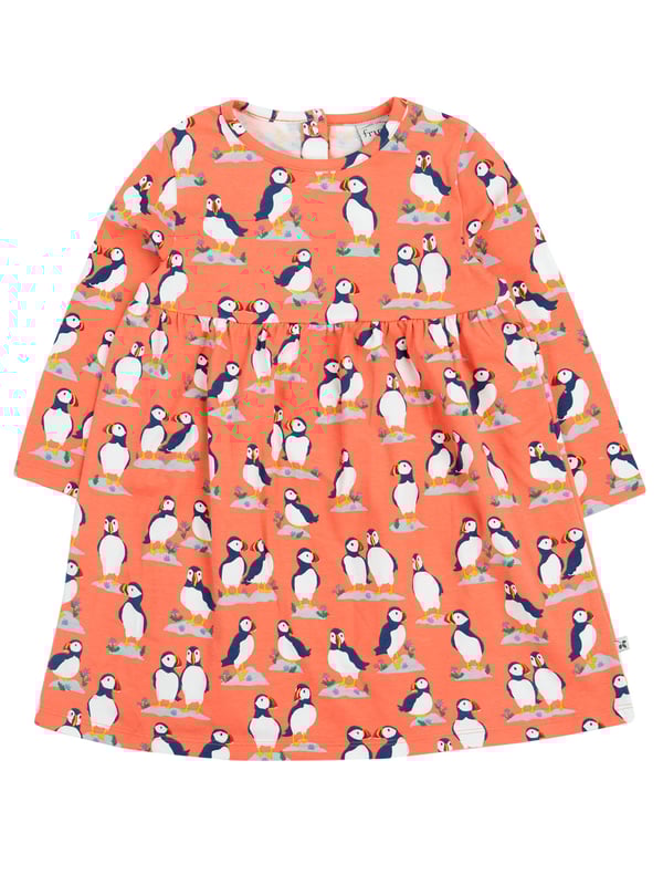 Long sleeved printed dress made from our organic cotton with a touch of elastane for a stretch and comfortable fit. GOTS Organic Certified by Soil Association Certification Licence Number DK22283.