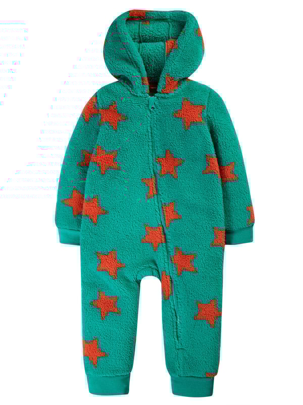 Super soft recycled polyester fleece made from recycled textiles, helping to divert end of life clothing and textiles from landfill. Features extended zip opening for easy dressing with protective zip guard. 3 piece panel hood construction for a comfortable fit. For sizes Newborn to 12 months there are fold over foot and hand fleece cuffs to help keep little feet and hands warm when out and about. Part of the Frugi circular Recycle Me! Range, this garment can be recycled once it comes to the end of it's usable life. Oeko-Tex standard 100 certified.