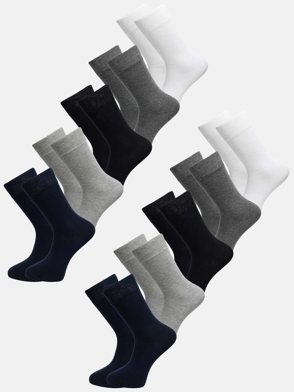 Artikelbeschreibung


	Herren 10er-Pack Socken von Tazzio
	Bequeme Socken
	Perfekt für jeden Alltag
	Optimaler Tragekomfort &amp; erstklassiger Sitz
	Hochwertige und weiche Qualität


Passform


	
Länge: Wadenlang


Material &amp; Pflege


	
Material Oberstoff: 80% Baumwolle, 18% Polyester, 2% Elasthan
	
Materialkonstruktion: Strick
	
Pflegehinweise: Maschinenwäsche