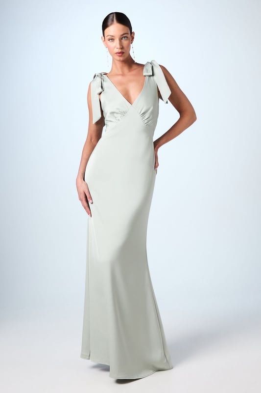 Coast Honoured Satin Back Crepe V Neck Tie Shoulder Maxi Bridesmaid Dress