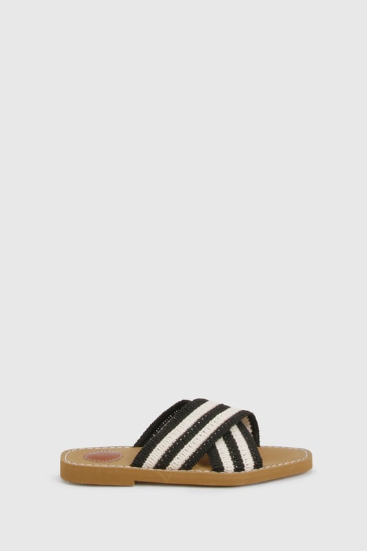 Distinctive crochet cross-over straps with bold stripe pattern
        Comfortable flat design with heel height between 0-2cm
        Cushioned footbed with contrast stitching detail
        Durable non-slip sole perfect for everyday wear
        Easy slip-on style for effortless summer dressing
    
    These crochet cross-over sandals bring a touch of artisanal charm to your summer wardrobe. The textured crochet finish creates visual interest while the contrasting stripe pattern adds a contemporary twist to a classic silhouette. Style them with a flowing maxi dress for a relaxed beach day, or pair with cropped trousers and a linen shirt for casual weekend brunches. The flat design ensures all-day comfort whether you're strolling through city streets or enjoying a coastal getaway. For festival season, match with denim shorts and a graphic tee, or dress them up with a breezy midi skirt for garden parties. Their versatility makes them an essential addition to your holiday packing list - perfect for transitioning from poolside lounging to impromptu evening walks along the promenade.