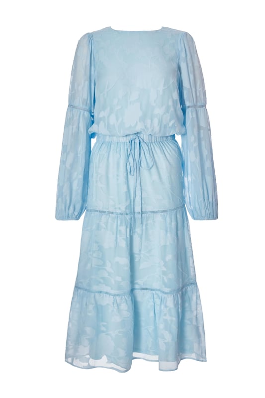 - Jacquard finish - Balloon sleeves - Midi length - Tiered look - Model height: 5'6" - Model wears uk 8 / us 4 / eur 36 - Always check the wash care label - Cool hand wash with mild detergent
