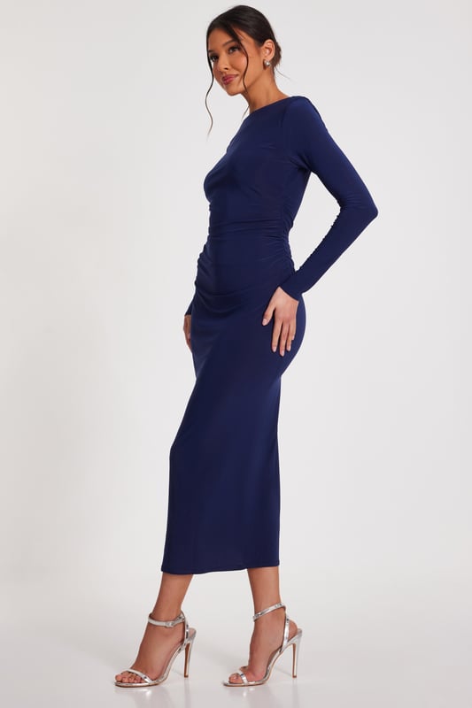 - Slinky finish - Ruched detail - Long sleeves - Bodycon fit - Model height: 5'9" - Model wears uk 8 / us 4 / eur 36 - Always check the wash care label - Cool hand wash with mild detergent