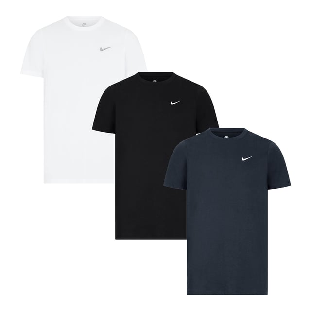 3er-Pack Nike T-Shirts mit Rundhalsausschnitt und gesticktem Swoosh in Weiß/Schwarz/Marineblau Details
Weiches und elastisches Baumwollgewebe mit hohem Anteil
Gerippter Rundhalsausschnitt und kurze Ärmel
Innere Nackenverstärkung für zusätzliche Haltbarkeit
Gesticktes Nike Swoosh-Logo
3er-Pack