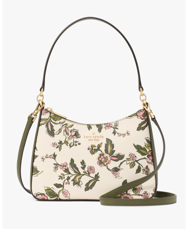 Margot Forest Blooms Printed Convertible Shoulder Bag, Margot Forest Blooms Printed Convertible Shoulder Bag, Fits Iphone 13, Comes W Crossbody Strap, Back Slip Pocket,  Length: 8.00 Cm,  Width: 26.00 Cm,  Height: 19.00 Cm