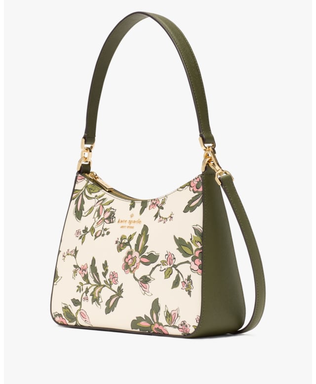 Margot Forest Blooms Printed Convertible Shoulder Bag, Margot Forest Blooms Printed Convertible Shoulder Bag, Fits Iphone 13, Comes W Crossbody Strap, Back Slip Pocket,  Length: 8.00 Cm,  Width: 26.00 Cm,  Height: 19.00 Cm