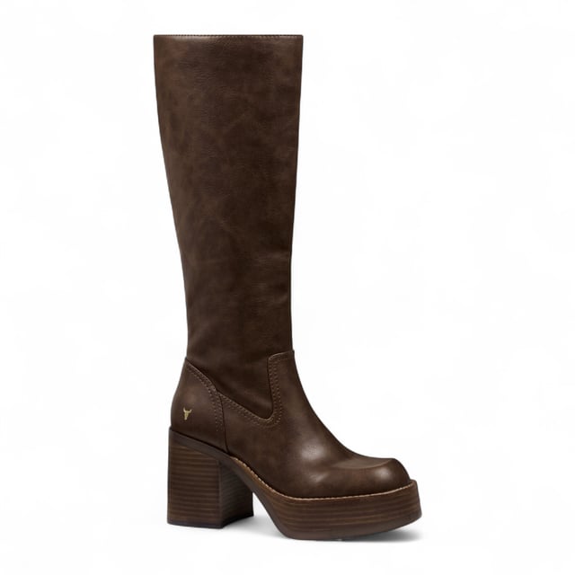 Elevate your look with the Windsor Smith Niche knee high platform boots. Designed with a sleek non-leather upper and lining, these knee-high boots combine bold style with comfort and functionality. The 90 mm block heel and 35 mm platform provide height and stability, while the soft square toe adds a modern touch. A full-length inside zipper with a signature bull zip puller makes for easy wear. Finished with a durable rubber outsole and leather-covered platform heels, these boots are perfect for statement-making style.

Upper: Faux Leather
Lining: Synthetic
Sole: Rubber
Height: Knee-High
Heel Height: 90 mm (9 cm)
Platform Height: 35 mm (3.5 cm)
Closure: Full-length inside zipper with bull puller
Toe: Soft Square
Heel Type: Block heel
Details: Leather-covered platform heels