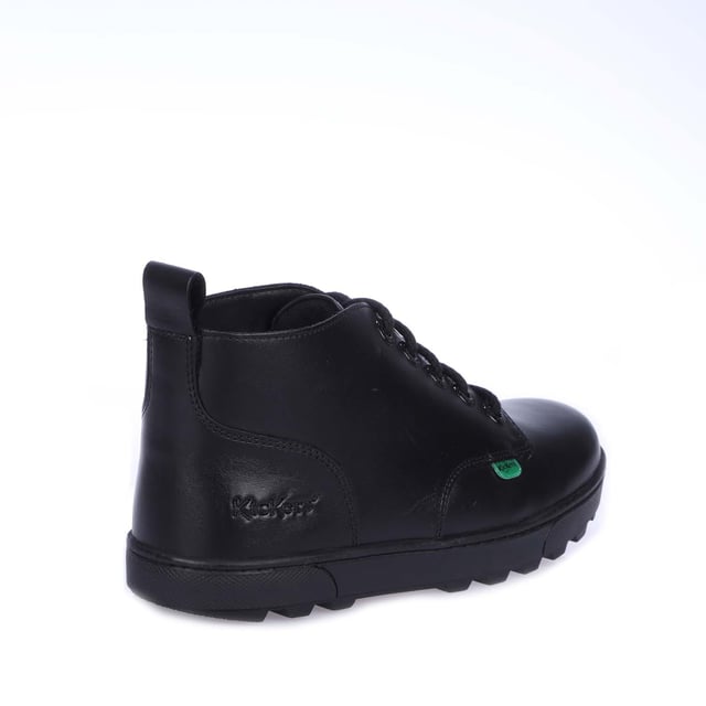 Junior Kickers Disley Hi Lederen Laars in zwart.- Lederen bovenkant.- Vetersluiting.- Kickers merk en stiksels.- Rubberen zool.- Ref: 116728