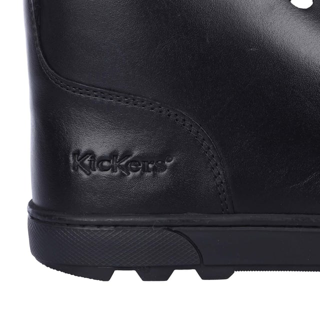 Junior Kickers Disley Hi Lederen Laars in zwart.- Lederen bovenkant.- Vetersluiting.- Kickers merk en stiksels.- Rubberen zool.- Ref: 116728