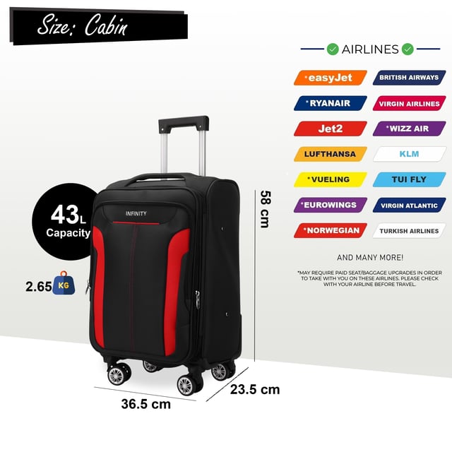 Werten Sie Ihre Reiseutensilien mit dem 8-Rollen-Leichtkoffer auf – designt für Stil, Robustheit und Funktionalität. Dieses Weichschalengepäck aus hochwertigem Nylon bietet ein elegantes Design und herausragende Leistung für all Ihre Reisen.

Eigenschaften:
Leichtes Nylonmaterial: Robust und dennoch leicht, dadurch einfach zu handhaben und langlebig.
Erweiterbares Design: Bietet Flexibilität mit über 20 % zusätzlichem Stauraum.
Sicherer Verschluss: Schützt Ihre Sachen mit integriertem Zahlenschloss.
4 Doppelrollen mit 360°-Mobilität: Sorgt für müheloses Manövrieren auf unterschiedlichen Oberflächen.
Ergonomischer Teleskopgriff: Für Komfort und einfache Handhabung.
Organisierter Innenraum: Mit Spanngurten, Reißverschlussfächern und Netzteilern für müheloses Packen.
Verfügbare Größen und Spezifikationen:
Handgepäck:
Maße: 36,5 x 23,5 x 58 cm
Gewicht: 2,65 kg
Fassungsvermögen: 43 l
Mittel:
Maße: 42 x 26 x 67 cm
Gewicht: 3,45 kg
Fassungsvermögen: 64 l
Groß:
Maße: 48 x 30 x 76 cm
Gewicht: 4,55 kg
Fassungsvermögen: 98 l
Dieser vielseitige Koffer eignet sich perfekt für alle Reisearten, egal ob Kurztrip oder längerer Urlaub. Das schlanke Design sorgt für zeitlose Eleganz, während die leichte Konstruktion und die fortschrittlichen Funktionen unvergleichlichen Komfort bieten.

Hinweis: Diese Koffer werden einzeln und nicht im Satz Paket verkauft. Bitte wählen Sie daher bei der Bestellung Ihre gewünschte Größe aus.