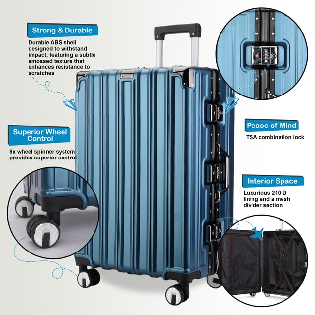 Discover the perfect blend of elegance, durability, and convenience with our Strong Hardshell Suitcase. Designed with a stunning finish, this luggage set is crafted for the modern traveler, offering strength and sophistication for all your journeys.

Features:
Premium Polycarbonate Shell: Lightweight yet tough, delivering exceptional protection against wear and tear.
Reinforced Aluminum Frame: Adds durability and structural integrity, ensuring long-lasting performance.
Dual Integrated Locks: Secure your belongings with two built-in combination locks for added peace of mind.
8 Smooth Dual Wheels: Provides effortless 360° maneuverability, making navigation through airports and busy streets a breeze.
Ergonomic Telescopic Handle: Designed for comfortable handling and ease of use.
Stylish Interior: Fully lined with elasticated straps, zippered compartments, and mesh dividers for organized packing.
Available Sizes and Specifications:
Cabin:
Dimensions: 36 x 24 x 56 cm
Weight: 2.70 kg
Capacity: 42L
Medium:
Dimensions: 43 x 28 x 65.5 cm
Weight: 4.00 kg
Capacity: 70L
Large:
Dimensions: 51 x 32 x 76 cm
Weight: 5.00 kg
Capacity: 110L
The color adds a sophisticated flair while ensuring your luggage stands out on any carousel. Whether you’re traveling light or packing for an extended getaway, this suitcase set is built to meet all your travel needs with unmatched style and functionality.

Note: These suitcases are sold individually not in a set, so please select your preferred size while ordering.