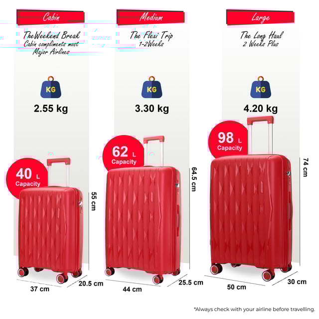 Reis in tijdloze stijl met onze Hard Shell Classic koffer, ontworpen voor zowel functionaliteit als elegantie. Gemaakt van hoogwaardige materialen, is deze koffer ontworpen om te voldoen aan de behoeften van frequente reizigers en combineert robuuste eigenschappen met een strakke afwerking.

Kenmerken:
Duurzame polypropyleen constructie: Lichtgewicht en veerkrachtig, biedt superieure bescherming voor uw bezittingen.
Veilig TSA-goedgekeurd slot: Zorgt ervoor dat uw bagage geschikt is voor reizen en uw spullen veilig zijn tijdens het transport.
4x soepele dubbele wielen: Biedt moeiteloze 360° mobiliteit voor soepel navigeren op luchthavens en in drukke gebieden.
Ergonomische telescopische handgreep: Ontworpen voor een comfortabele en stevige grip tijdens gebruik.
Doordacht interieurontwerp: Inclusief spanbanden, een ritsverdeler en compartimenten om uw spullen netjes georganiseerd te houden.
Beschikbare maten en specificaties:
Koffer:
Afmetingen: 37 x 20,5 x 55 cm
Gewicht: 2,55 kg
Inhoud: 40 l
Medium:
Afmetingen: 44 x 25,5 x 64,5 cm
Gewicht: 3,30 kg
Inhoud: 62 l
Groot:
Afmetingen: 50 x 30 x 74 cm
Gewicht: 4,20 kg
Inhoud: 98 l
Deze klassieke koffer is perfect voor elke gelegenheid, of u nu op zakenreis gaat, een weekendje weg gaat of een lange vakantie hebt. Dankzij de robuuste constructie, soepele wendbaarheid en het veilige sluitsysteem kunt u met vertrouwen en gemak reizen.

Let op: Deze koffers worden los verkocht, niet als set. Selecteer daarom uw gewenste maat bij het bestellen.
