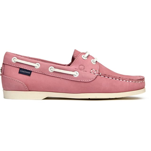 Womens pink Chatham Marine willow shoes, manufactured with nubuck and a rubber sole. Featuring: leather lining and sock, cushioned foam insole, hi-grip rubber outsole and branded woven label.