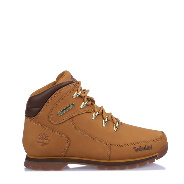 Boys Timberland Euro Rock Lace Up Boot in wheat.- Nubuck Leather upper.- Lace up fastening.- Padded collar.- Contrast collar and sole stripe.- Branding to heel side and tongue.- Anti-fatigue removable footbed.- ReBOTL fabric lining containing at least 50% recycled plastic.- Gripstick rubber.- Ref: A43PR2311