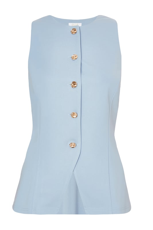 - Woven finish - Round neckline - Button front - Sleeveless - Model height: 5'9" - Model wears uk 8 / us 4 / eur 36 - Always check the wash care label - Cool hand wash with mild detergent