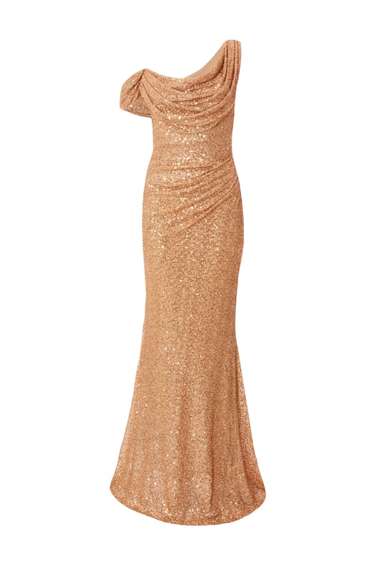 - Sequin finish - Cowl front - Drop shoulder - Fishtail style - Model height: 5'6" - Model wears uk 8 / us 4 / eur 36 - Always check the care wash label - Cool hand wash with mild detergent