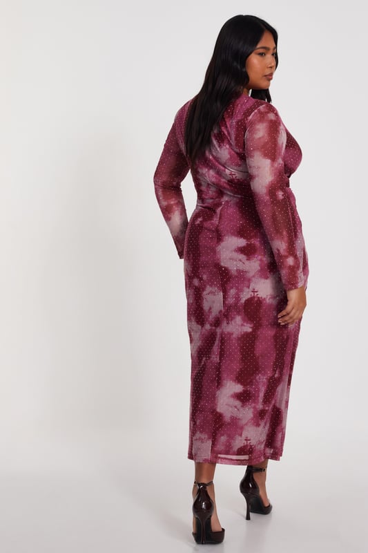 - Mesh finish - Marble print - Rhinestone embellished - Twist knot detail - Model height: 5'7" - Model wears uk 18 / us 14 / eur 46 - Always check the wash care label - Cool hand wash with mild detergent
