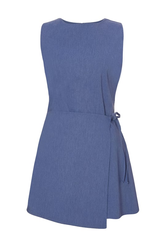 - Denim look - Round neckline - Wrap style - Model height: 5'8" - Model wears uk 8 / us 4 / eur 36 - Always check the wash care label - Cool hand wash with mild detergent