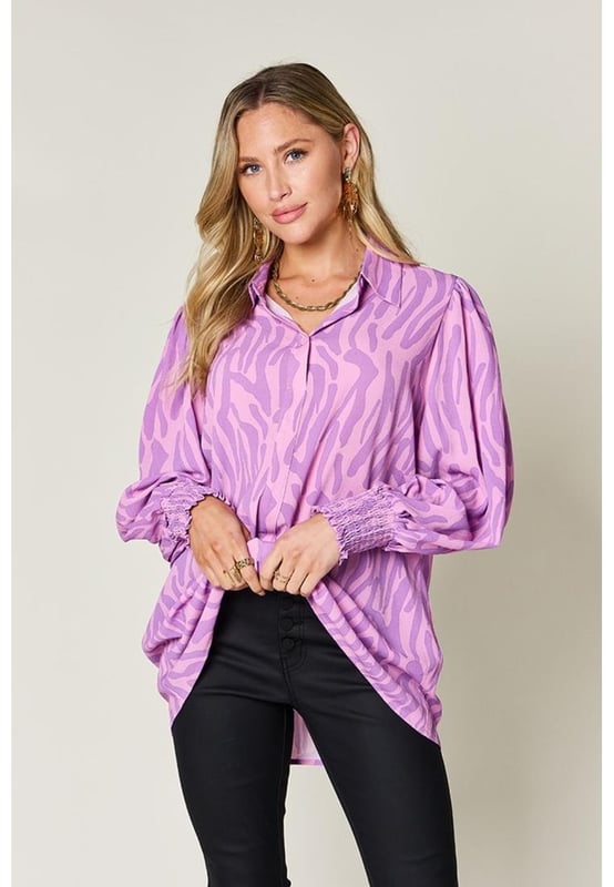 Ruched and smocked design
  Pullover closure
  Opaque fabric
  No stretch
  100% polyester
  Machine wash cold
  Tumble dry low
  Imported
  Available in multiple sizes
Material: Rayon