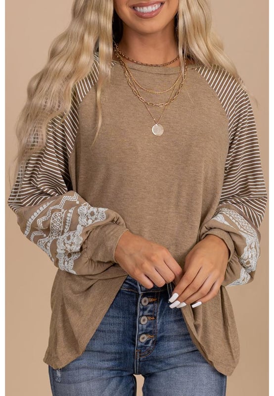 Basic style
  Sheer: Opaque
  Slightly stretchy
  Material composition: 65% polyester 25% viscose 10% elastane
  Care instructions: Machine wash cold. Tumble dry low.
  Imported
  S: bust 41.3 in sleeve length 27.9 in length 26.5 in
  M: bust 43.7 in sleeve length 28.5 in length 27.3 in
  L: bust 46 in sleeve length 29.1 in length 28.1 in
  XL: bust 49 in sleeve length 30 in length 29 in