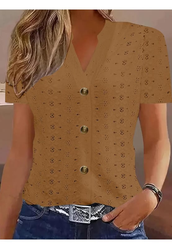 Decorative button detail
  No stretch
  Material composition: 95% polyester 5% spandex
  Care instructions: Machine wash cold tumble dry low
  Imported