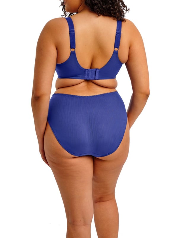 Elomi Zarla Full Cup Bra. Underwired full coverage bra with a three section cup with non-stretch embroidered top cups, front keyhole detail, a smoothing tall chimney back and sheer tulle cups. Fit based on the beloved Elomi Morgan Full Cup Bra EL4110. Product is recommended as hand wash only.