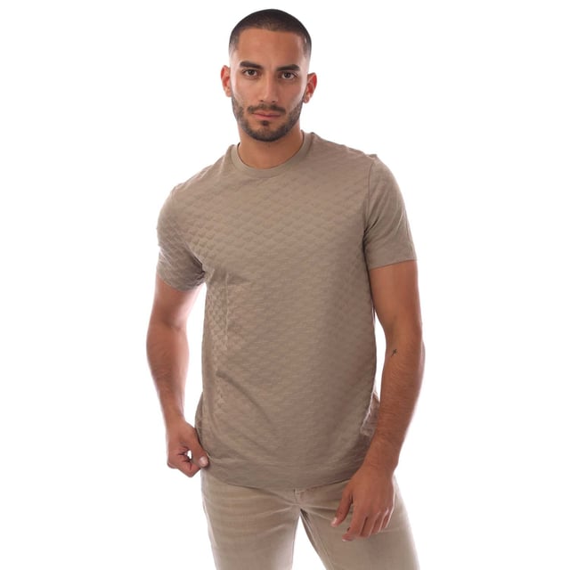 Mens Emporio Armani Allover Jacquard Eagle T- Shirt in brown.- Crewneck.- Short sleeves.- All-over jacquard motif.- Regular fit.- 100% Cotton.- Ref: 8N1TL71JHU6167