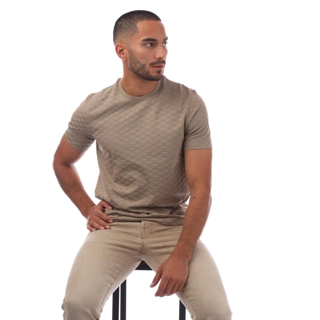 Mens Emporio Armani Allover Jacquard Eagle T- Shirt in brown.- Crewneck.- Short sleeves.- All-over jacquard motif.- Regular fit.- 100% Cotton.- Ref: 8N1TL71JHU6167
