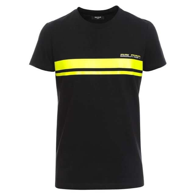 Elevate your wardrobe with the Balmain Neon Logo Black T-Shirt, a striking blend of luxury and comfort. Crafted in Portugal from 100% premium cotton, this black tee offers a soft, breathable feel perfect for all-day wear. The bold neon Balmain logo adds a modern, eye-catching touch that sets you apart in any crowd. Designed for men who appreciate high-quality fashion, this T-shirt pairs effortlessly with casual or smart outfits, making it a versatile staple. Experience the perfect combination of style and comfort with this standout piece from Balmain