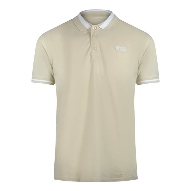 Cavalli Class Bold Stripe Beige Zand Poloshirt Ervaar tijdloze stijl met het Cavalli Class Bold Stripe Beige Sand Poloshirt. Gemaakt van 100% premium katoen, biedt deze polo met korte mouwen uitzonderlijk comfort en ademend vermogen, perfect voor warme dagen. De elegante beige zandkleur gecombineerd met opvallende strepen geeft je garderobe een verfijnde maar toch casual touch. Gemaakt in Bangladesh met aandacht voor kwaliteit, combineert dit poloshirt moeiteloos klassiek design met een moderne uitstraling, waardoor het een ideale keuze is voor zowel ontspannen uitjes als smart-casual gelegenheden. Verrijk je dagelijkse look met dit veelzijdige en stijlvolle item van Cavalli Class