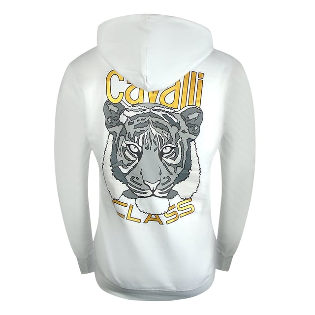 Verrijk je casual garderobe met de Cavalli Class Bold Tiger Graphic Off White Hoodie. Deze herensweater is gemaakt van 100% premium katoen en biedt uitzonderlijk comfort en ademend vermogen. De opvallende tijgerprint voegt een stoere, stijlvolle touch toe, waardoor hij perfect is voor wie moeiteloos wil opvallen. Deze off-white hoodie is gemaakt in Bangladesh met aandacht voor kwaliteit en combineert duurzaamheid met een modern design. Of je nu een ontspannen dagje uitgaat of je extra laagjes aantrekt voor kouder weer, deze hoodie combineert stijl en comfort in één veelzijdig kledingstuk