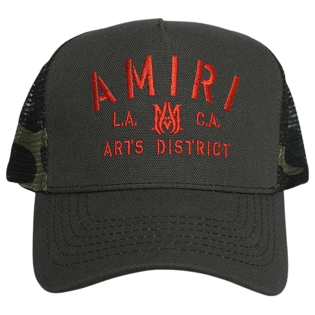 Elevate your streetwear game with the Amiri Stencil Military Green Trucker Hat. Crafted from 100% cotton, this hat offers breathable comfort and durability for everyday wear. Its military green shade and bold stencil design add a rugged, stylish edge to any outfit. Made in the USA, it reflects quality craftsmanship and attention to detail. Perfect for those who want to combine fashion with function, this trucker hat is a versatile accessory that keeps you cool and confident wherever you go. Make a statement with a hat that stands out and lasts